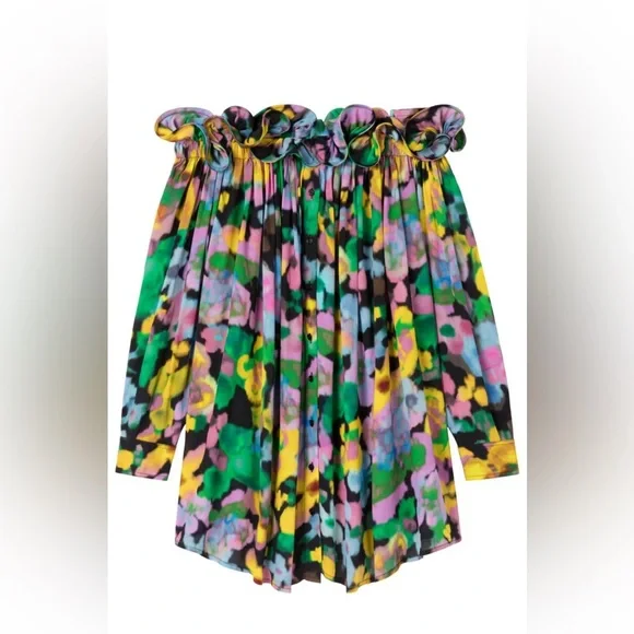 💥SALE💥New $985 AZ FACTORY NWT Huelle Dress: floral print off-shoulder dress NEW - Picture 8 of 8